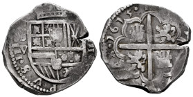 Philip III (1598-1621). 4 reales. 1615. Sevilla. V. (Cal-818). (Jarabo-Sanahuja-B-420 var). Ag. 13,58 g. Full date with four digits. The legend begins...