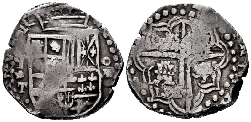 Philip III (1598-1621). 8 reales. Potosí. T. (Cal-Tipo 165). Ag. Date not visibl...