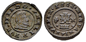 Philip IV (1621-1665). 4 maravedis. 1663. Granada. N. (Cal-225). (Jarabo-Sanahuja-M260). Ae. 1,06 g. Choice VF/XF. Est...45,00. 

Spanish descriptio...