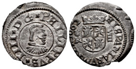 Philip IV (1621-1665). 8 maravedis. 1662. Coruña. R. (Cal-316). (Jarabo-Sanahuja-M147). Ae. 1,73 g. Original silvering. Scarce in this grade. AU. Est....
