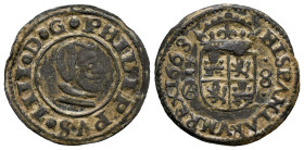 Philip IV (1621-1665). 8 maravedis. 1663. Cuenca. (Cal-331). Ae. 1,96 g. Choice VF. Est...25,00. 

Spanish description: Felipe IV (1621-1665). 8 mar...