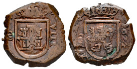 Philip IV (1621-1665). 8 maravedis. 1622. Madrid. (Cal-346). (Jarabo-Sanahuja-F98). Ae. 6,34 g. Mintmark MD. VF. Est...25,00. 

Spanish description:...