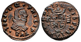 Philip IV (1621-1665). 8 maravedis. 1661. Madrid. Y/A. (Cal-357). (Jarabo-Sanahuja-M297). Ae. 2,12 g. Assayer Y rectified on A. Scarce. Almost XF/Choi...