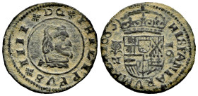 Philip IV (1621-1665). 16 maravedis. 1663. Granada. N. (Cal-463). (Jarabo-Sanahuja-M232). Ae. 4,34 g. VF. Est...45,00. 

Spanish description: Felipe...