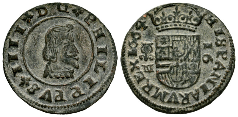 Philip IV (1621-1665). 16 maravedis. 1664. Granada. N. (Cal-464). (Jarabo-Sanahu...