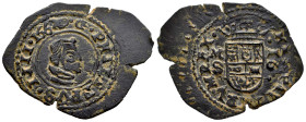 Philip IV (1621-1665). 16 maravedis. 1662. Madrid. S. (Jarabo-Sanahuja-Pag. 441). Ae. 6,50 g. Contemporary counterfeit on not cropper copper plate. VF...