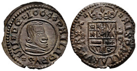 Philip IV (1621-1665). 16 maravedis. 1664. Trujillo. M. (Cal-507). (Jarabo-Sanahuja-M716). Ae. 3,90 g. AU/XF. Est...50,00. 

Spanish description: Fe...