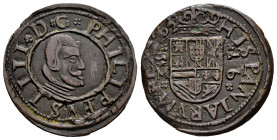 Philip IV (1621-1665). 16 maravedis. 1662. Valladolid. M. (Cal-509). (Jarabo-Sanahuja-M803 var). Ae. 4,53 g. Scarce. Choice VF. Est...35,00. 

Spani...