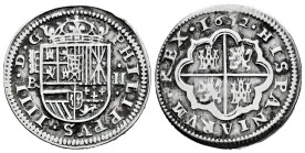 Philip IV (1621-1665). 2 reales. 1652/22. Segovia. BR. (Cal-960). Ag. 6,64 g. Scarce. VF. Est...220,00. 

Spanish description: Felipe IV (1621-1665)...