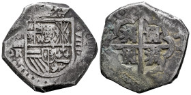 Philip IV (1621-1665). 8 reales. (1623-1624). Segovia. R. (Cal-type 342). Ag. 27,25 g. Date not visible. Lions and castles. Almost VF/Choice F. Est......
