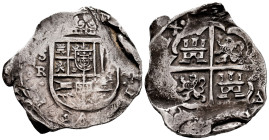 Philip IV (1621-1665). 8 reales. 163? (1630-1638). Sevilla. R. (Cal-1642/51). (Jarabo-Sanahuja). Ag. 27,05 g. Visible the "3" of the date, part of the...