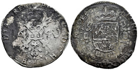 Philip IV (1621-1665). 1 patagon. 1649. Tournai. (Tauler-2733). (Vanhoudt-645.TO). (Vti-1131). Ag. 27,59 g. Poorly visible mintmark. Cleaned deposits....