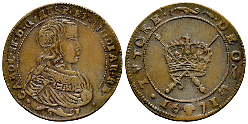 Charles II (1665-1700). Jeton. 1671. Brussels. (Dugn-4292). (Vq-13902). Ae. 6,28...