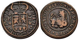 Philip V (1700-1746). 2 maravedis. 1720. Barcelona. (Cal-54). Ae. 3,98 g. Almost VF. Est...25,00. 

Spanish description: Felipe V (1700-1746). 2 mar...