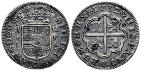 Philip V (1700-1746). 2 reales. 1732. Sevilla. PA. (Cal-988). Ag. 5,61 g. Irregular patina. Minor scratches on the reverse. Choice VF. Est...60,00. 
...