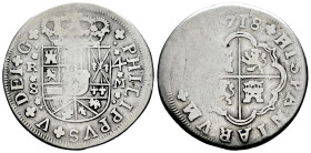 Philip V (1700-1746). 4 reales. 1718. Sevilla. M. (Cal-1222). Ag. 9,70 g. Choice F/F. Est...80,00. 

Spanish description: Felipe V (1700-1746). 4 re...