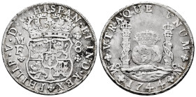 Philip V (1700-1746). 8 reales. 1744. Mexico. MF. (Cal-1466). Ag. 25,86 g. Cleaned rust. Some scratches. Almost VF. Est...250,00. 

Spanish descript...