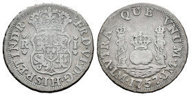Ferdinand VI (1746-1759). 1 real. 1757. Lima. JM. (Cal-160). Ag. 3,16 g. Choice F. Est...40,00. 

Spanish description: Fernando VI (1746-1759). 1 re...