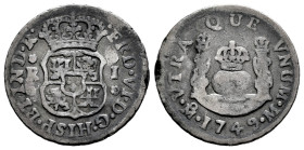 Ferdinand VI (1746-1759). 1 real. 1749. Mexico. M. (Cal-187). Ag. 3,18 g. Choice F. Est...35,00. 

Spanish description: Fernando VI (1746-1759). 1 r...