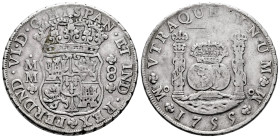 Ferdinand VI (1746-1759). 8 reales. 1755. Mexico. MM. (Cal-489). Ag. 26,24 g. Scratch on reverse. VF/Almost VF. Est...300,00. 

Spanish description:...