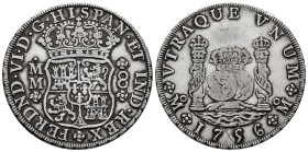 Ferdinand VI (1746-1759). 8 reales. 1756. Mexico. MM. (Cal-491). Ag. 26,86 g. Graffiti. VF. Est...320,00. 

Spanish description: Fernando VI (1746-1...