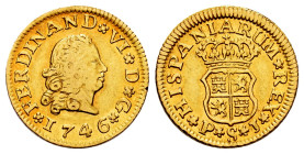 Ferdinand VI (1746-1759). 1/2 escudo. 1746. Sevilla. PJ. (Cal-568). Au. bc+ Scarce. VF/Choice VF. Est...200,00. 

Spanish description: Fernando VI (...