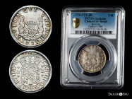 Charles III (1759-1788). 2 reales. 1770. Potosí. JR. (Cal-711). Ag. Slabbed by PCGS as XF Cleaned-Details. PCGS-XF. Est...100,00. 

Spanish descript...