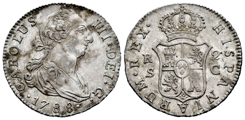 Charles III (1759-1788). 2 reales. 1788. Sevilla. C. (Cal-790). Ag. 5,90 g. Irre...