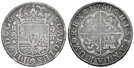Charles III (1759-1788). 4 reales. 1761. Madrid. JP. (Cal-853). Ag. 12,90 g. Scarce. Almost VF. Est...120,00. 

Spanish description: Carlos III (175...