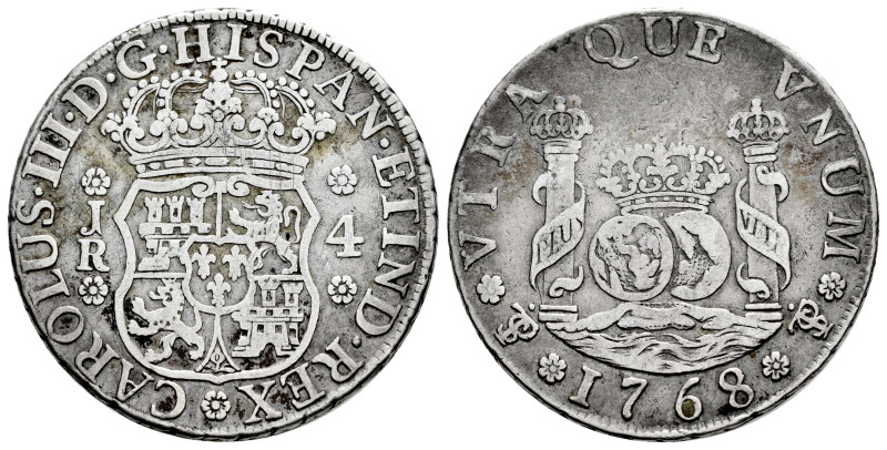 Charles III (1759-1788). 4 reales. 1768. Potosí. JR. (Cal-923). Ag. 13,11 g. Pel...