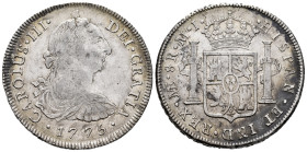 Charles III (1759-1788). 8 reales. 1775. Lima. MJ. (Cal-1041). Ag. 26,97 g. Soft tone. Choice VF. Est...200,00. 

Spanish description: Carlos III (1...