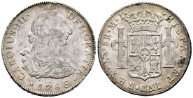 Charles III (1759-1788). 8 reales. 1786. Lima. MI. (Cal-1055). Ag. 26,94 g. Small planchet flaws on reverse. With some original luster remaining. Choi...