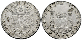 Charles III (1759-1788). 8 reales. 1765. Mexico. MF. (Cal-1088). Ag. 26,96 g. Minor hairlines. VF/Choice VF. Est...400,00. 

Spanish description: Ca...