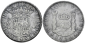 Charles III (1759-1788). 8 reales. 1770. Mexico. FM. (Cal-1101). Ag. 26,66 g. Cleaned. Almost VF. Est...180,00. 

Spanish description: Carlos III (1...