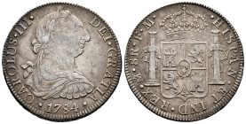 Charles III (1759-1788). 8 reales. 1784. Mexico. FM. (Cal-1126). Ag. 26,98 g. Minimal hairlines. VF. Est...150,00. 

Spanish description: Carlos III...