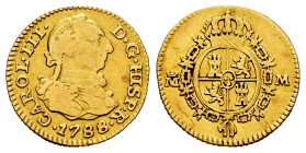 Charles III (1759-1788). 1/2 escudo. 1788. Madrid. M. (Cal-1286). Au. 1,68 g. Almost VF. Est...125,00. 

Spanish description: Carlos III (1759-1788)...