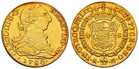 Charles III (1759-1788). 4 escudos. 1780/79. Madrid. PJ. (Cal-1783). Au. 13,49 g. Light wavy flan. A good sample. Original luster. XF/AU. Est...800,00...