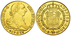 Charles III (1759-1788). 4 escudos. 1786. Madrid. DV. (Cal-1791). Au. 13,00 g. Cleaned. Low weight. Choice VF. Est...700,00. 

Spanish description: ...