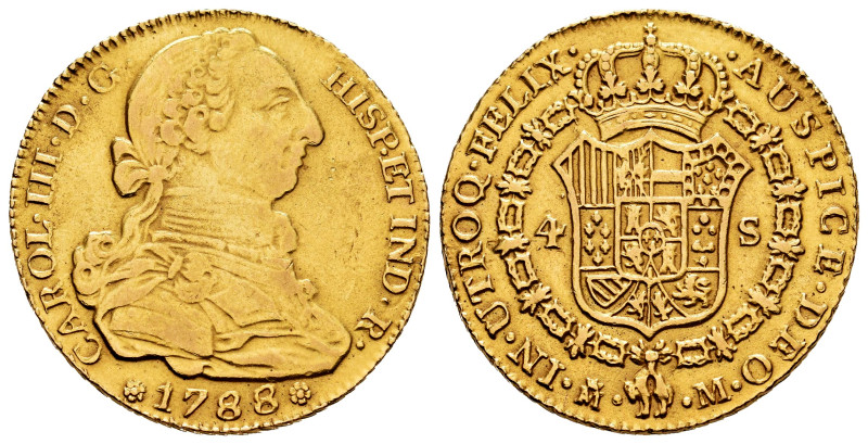 Charles III (1759-1788). 4 escudos. 1788. Madrid. M. Au. 13,61 g. Jewelry counte...