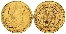 Charles III (1759-1788). 4 escudos. 1788. Madrid. M. Au. 13,61 g. Jewelry counterfeit. Used as a jewelry piece. Almost VF. Est...500,00. 

Spanish d...