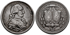 Charles IV (1788-1808). "Proclamation" medal. 1789. Guadalajara. (H-137). Ag. 32,43 g. For the Bishopric and Chapter. Engraver G. A. Gil. 39 mm. Scarc...