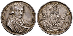 Charles IV (1788-1808). "Proclamation" medal. 1789. Sevilla. (H-95). (Vq-13147). Ag. 20,14 g. 35 mm. Signed: Gordillo. Almost XF. Est...150,00. 

Sp...