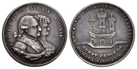 Charles IV (1788-1808). "Proclamation" medal. 1789. Soria. (H-102). (Vives-107). (Vq-13154). Ag. 3,60 g. 20 mm. Engraver: A. Martínez. The Platerías M...