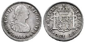 Charles IV (1788-1808). 1/2 real. 1800. Mexico. MF. (Cal-285). Ag. 1,68 g. Almost XF. Est...110,00. 

Spanish description: Carlos IV (1788-1808). 1/...