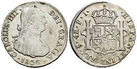 Charles IV (1788-1808). 4 reales. 1806. Santiago. FJ. (Cal-870). Ag. 13,39 g. Welding at 12 o´clock. Scarce. VF. Est...200,00. 

Spanish description...