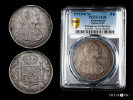 Charles IV (1788-1808). 8 reales. 1791. Guatemala. M. (Cal-881). Ag. Slabbed by PCGS as XF 45. Ex Bkingdom Collection. PCGS-XF. Est...400,00. 

Span...
