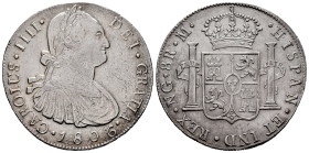 Charles IV (1788-1808). 8 reales. 1806. Guatemala. M. (Cal-901). Ag. 26,46 g. Minor surface rust. Cleaned. VF/Choice VF. Est...200,00. 

Spanish des...