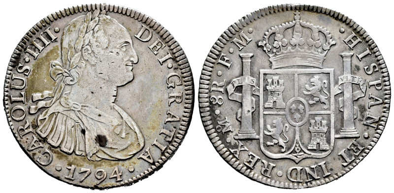 Charles IV (1788-1808). 8 reales. 1794. Mexico. FM. (Cal-956). Ag. 26,69 g. Clea...