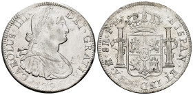 Charles IV (1788-1808). 8 reales. 1796. Mexico. FM. (Cal-959). Ag. 27,00 g. Weak strike. With some original luster remaining. Almost XF. Est...150,00....