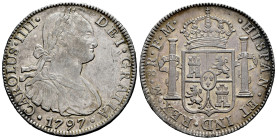 Charles IV (1788-1808). 8 reales. 1797. Mexico. FM. (Cal-960). Ag. 27,05 g. Beautiful old cabinet patina on reverse. Choice VF. Est...120,00. 

Span...